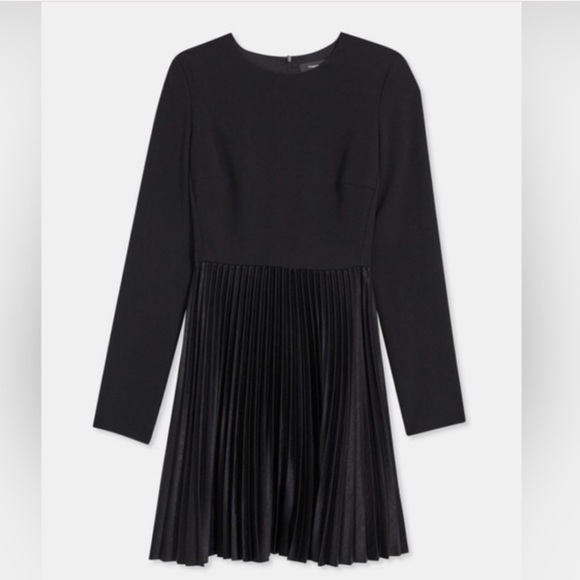 NWT Theory Long Sleeve Dart Pleated Classic‎ Crepe Dress - Picture 3 of 12